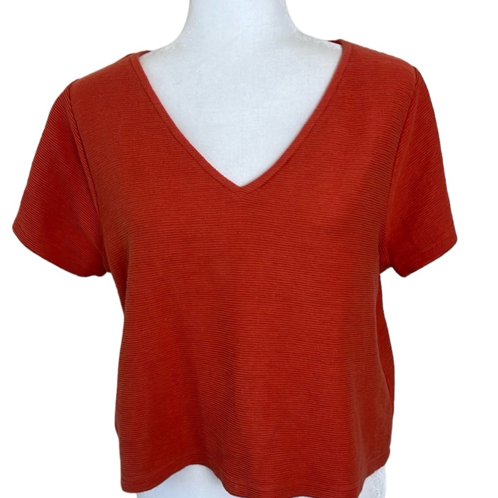 Madewell Textured Ribbed V-Neck Top Sz M